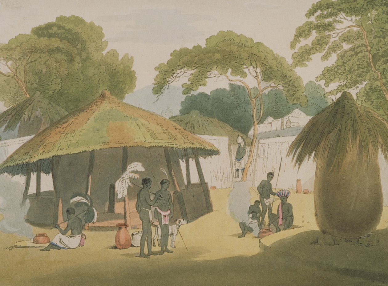 African Village, utgitt 1806 (litografi) av W. Alexander
