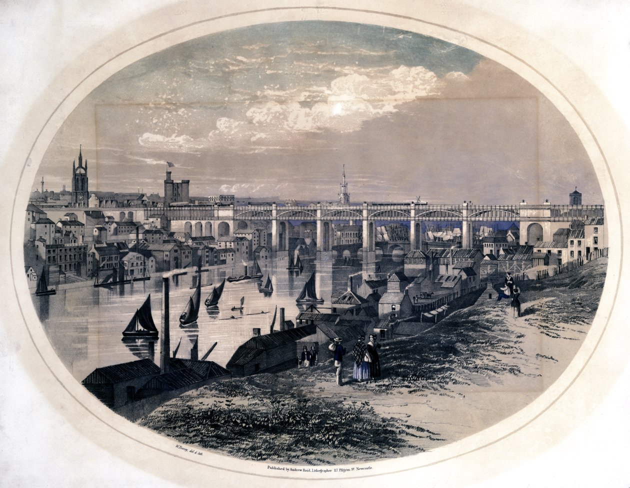 High Level Bridge, Newcastle-Upon-Tyne, ca. 1851 av W. Boozey