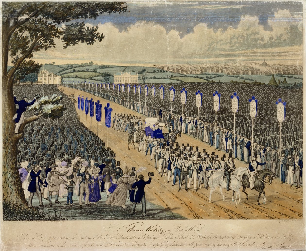 Fagforeningsmøtet i Copenhagen Fields, 21. april 1834 av W. Summers