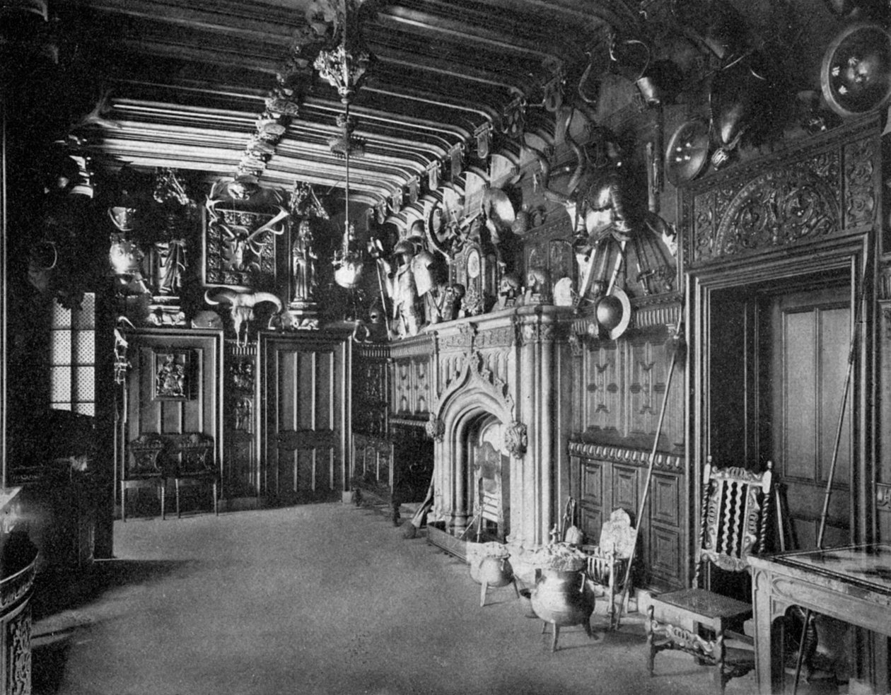 Hallen til Abbotsford Hall, nær Melrose, Skottland, 1924-1926 av WA Mansell