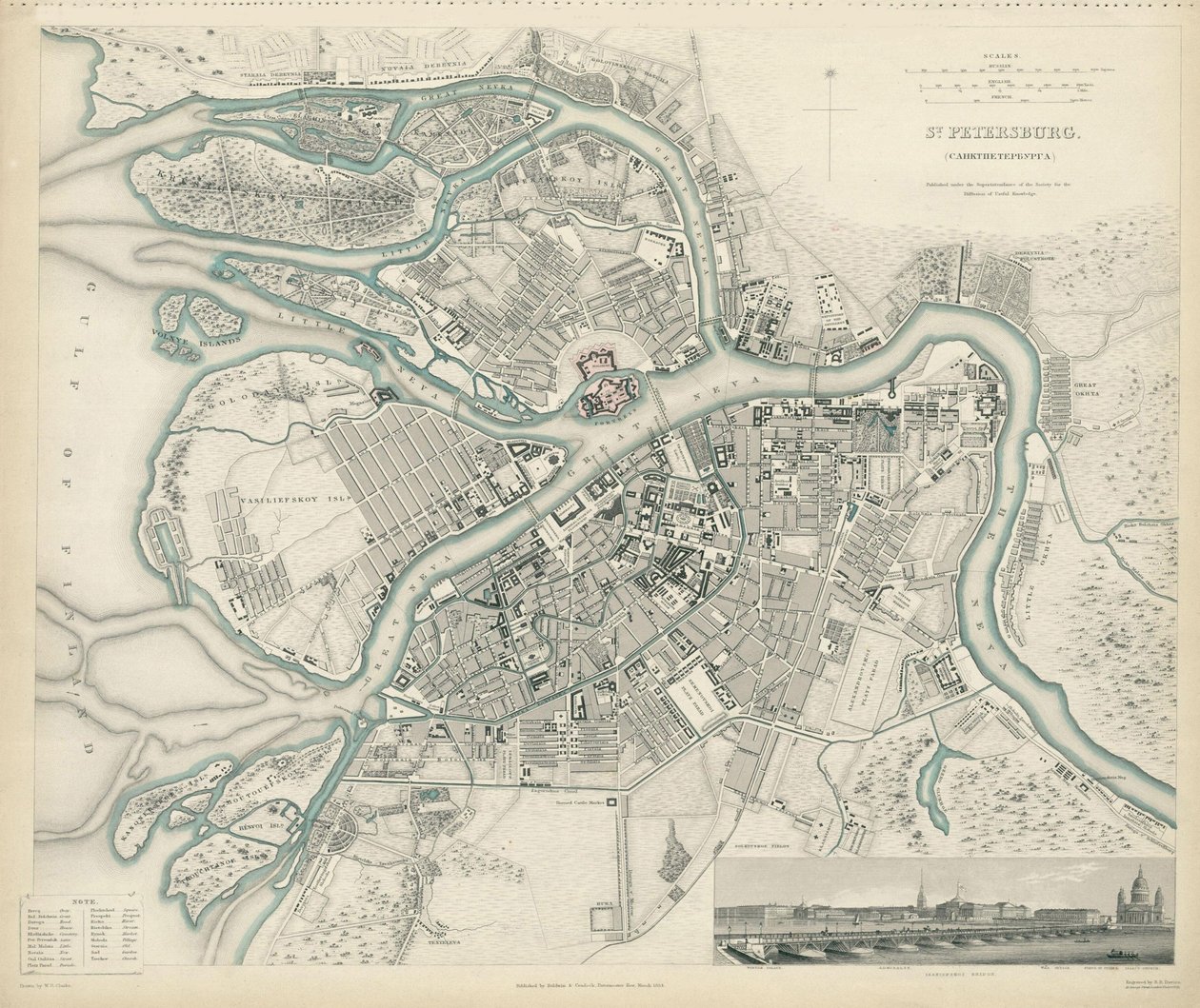 Kart over Petersburg, 1834 av W.B. Clarke