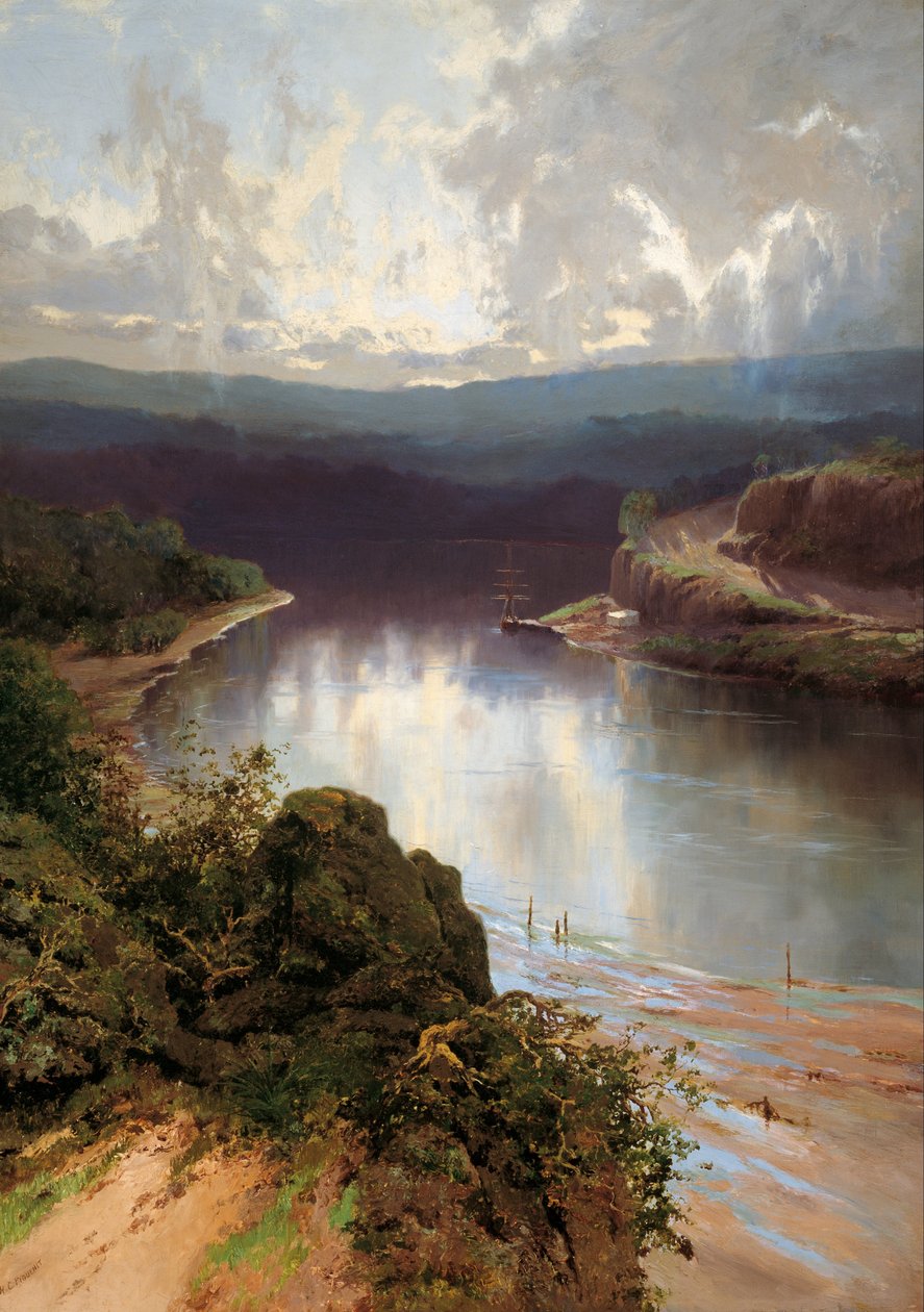 En australsk fjord av W.C. Piguenit