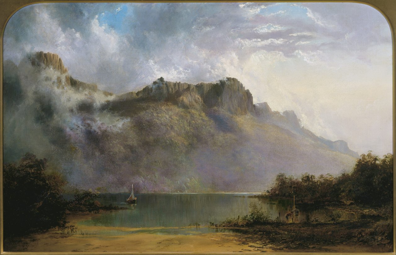 Mount Olympus, Lake St Clair, Tasmania, kilden til Derwent av W.C. Piguenit