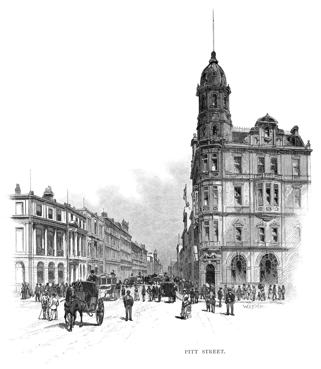 Pitt Street, Sydney, New South Wales, Australia, 1886. av WC Fitler
