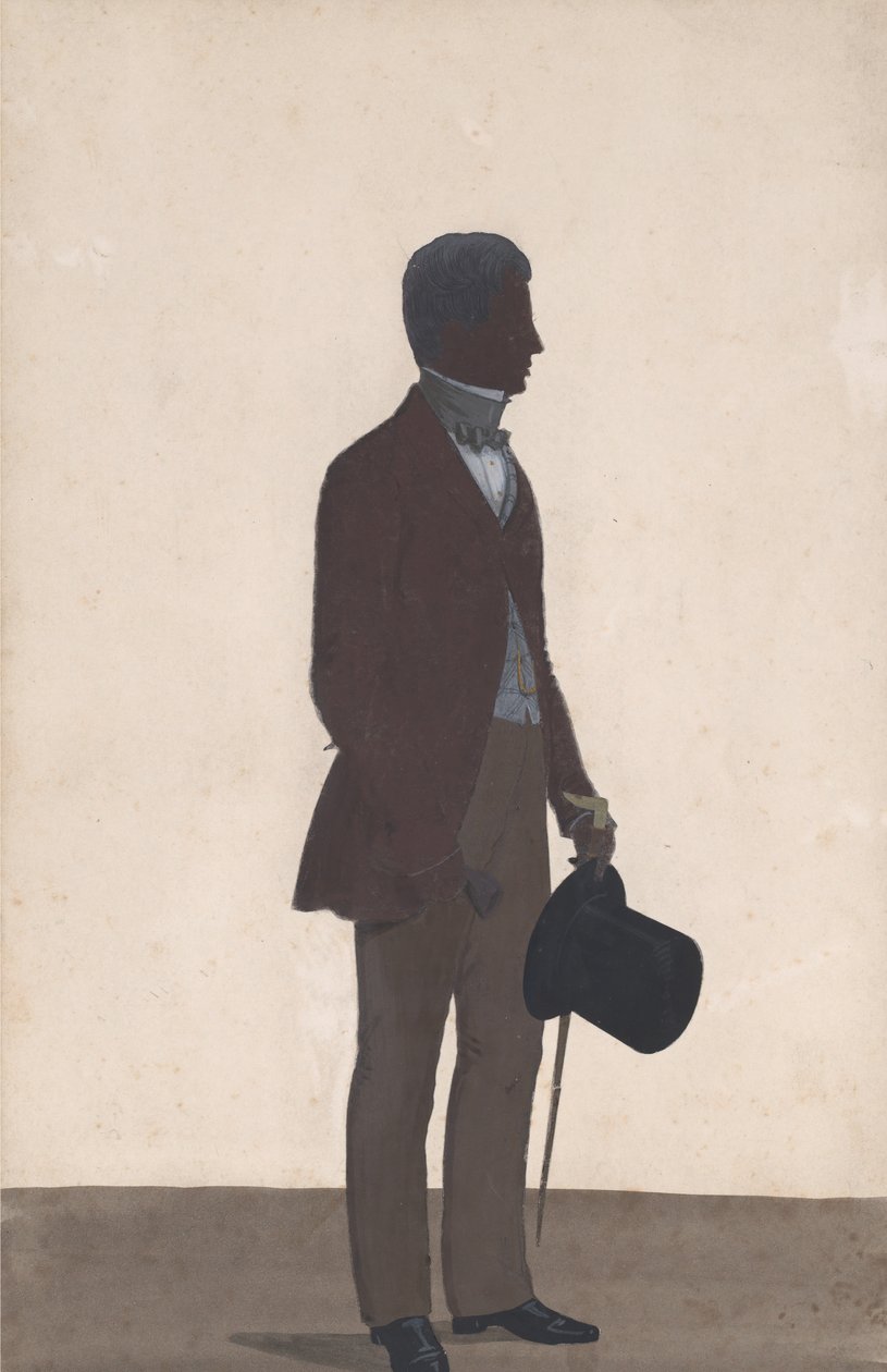 En ung mann, stående, full lengde silhuett, profil til høyre, 1850. av WH Beaumont