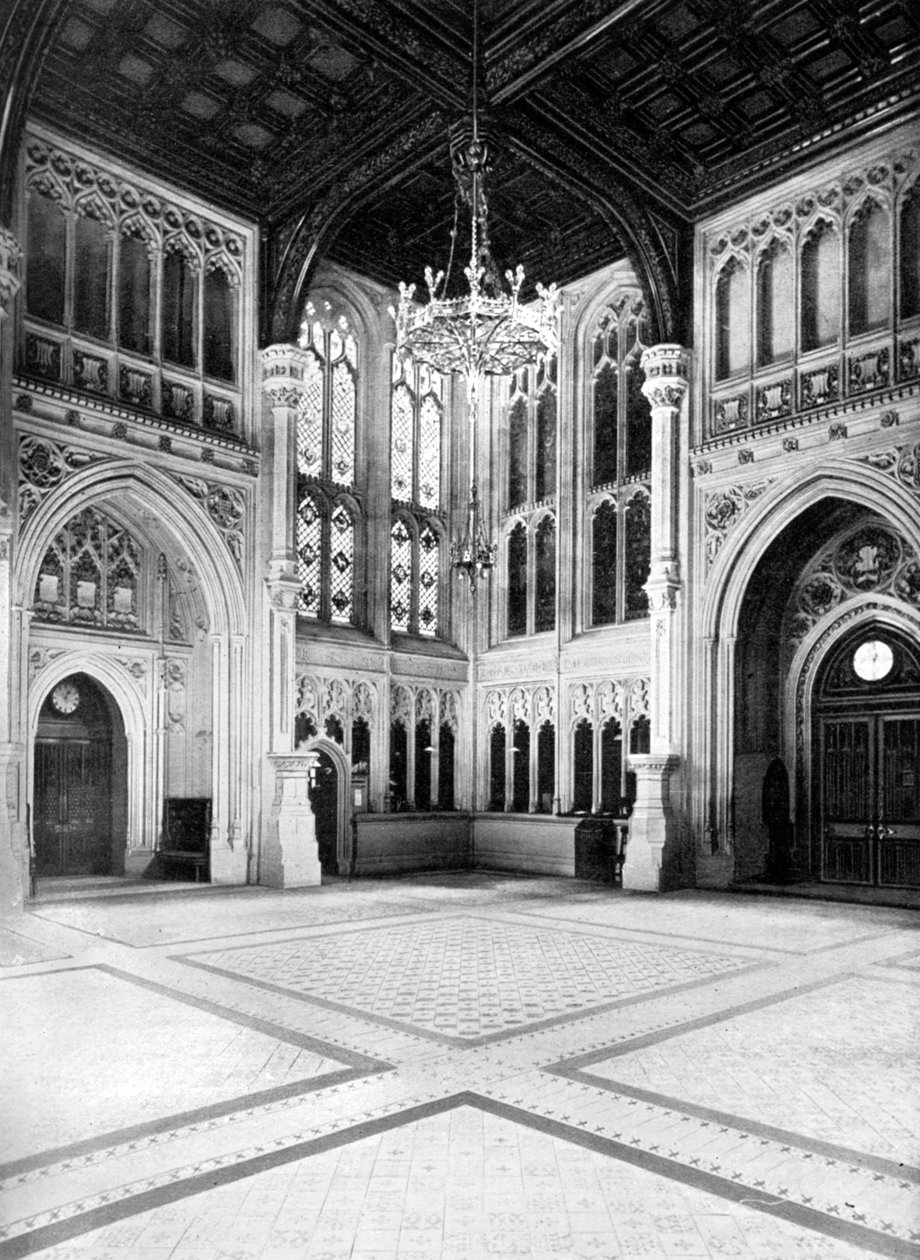 Lobbyen, House of Commons, Westminster, London, c1905. av W.S. Campbell