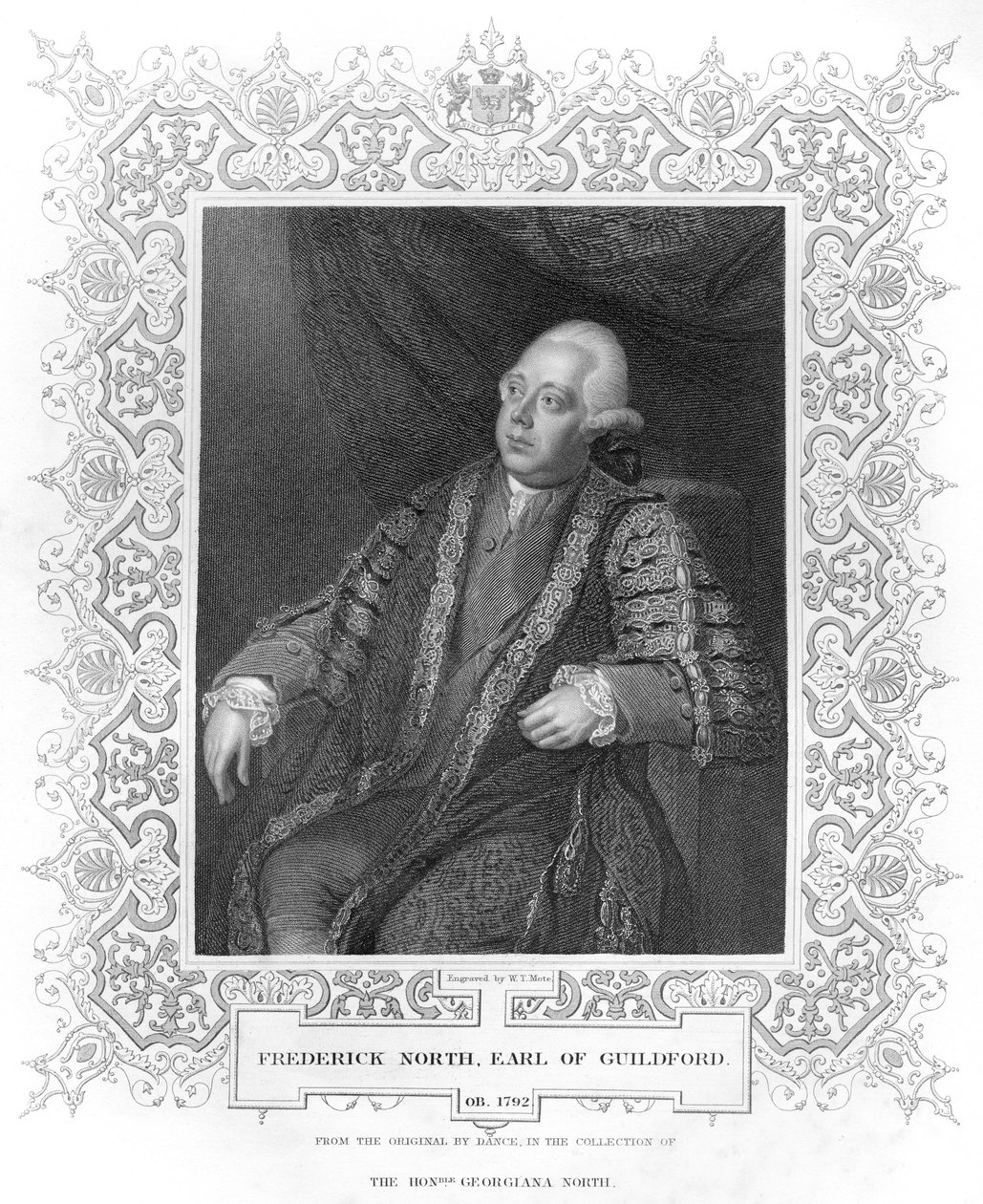 Portrett av Frederick North, jarl av Guildford av W.T. Mote