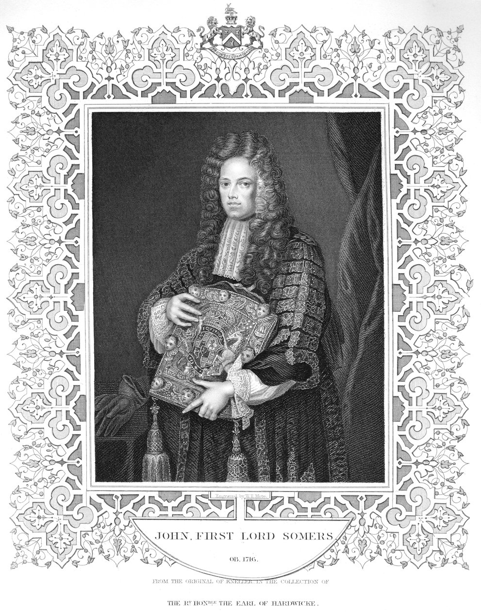 Portrett av John, 1st Lord Somers av W.T. Mote