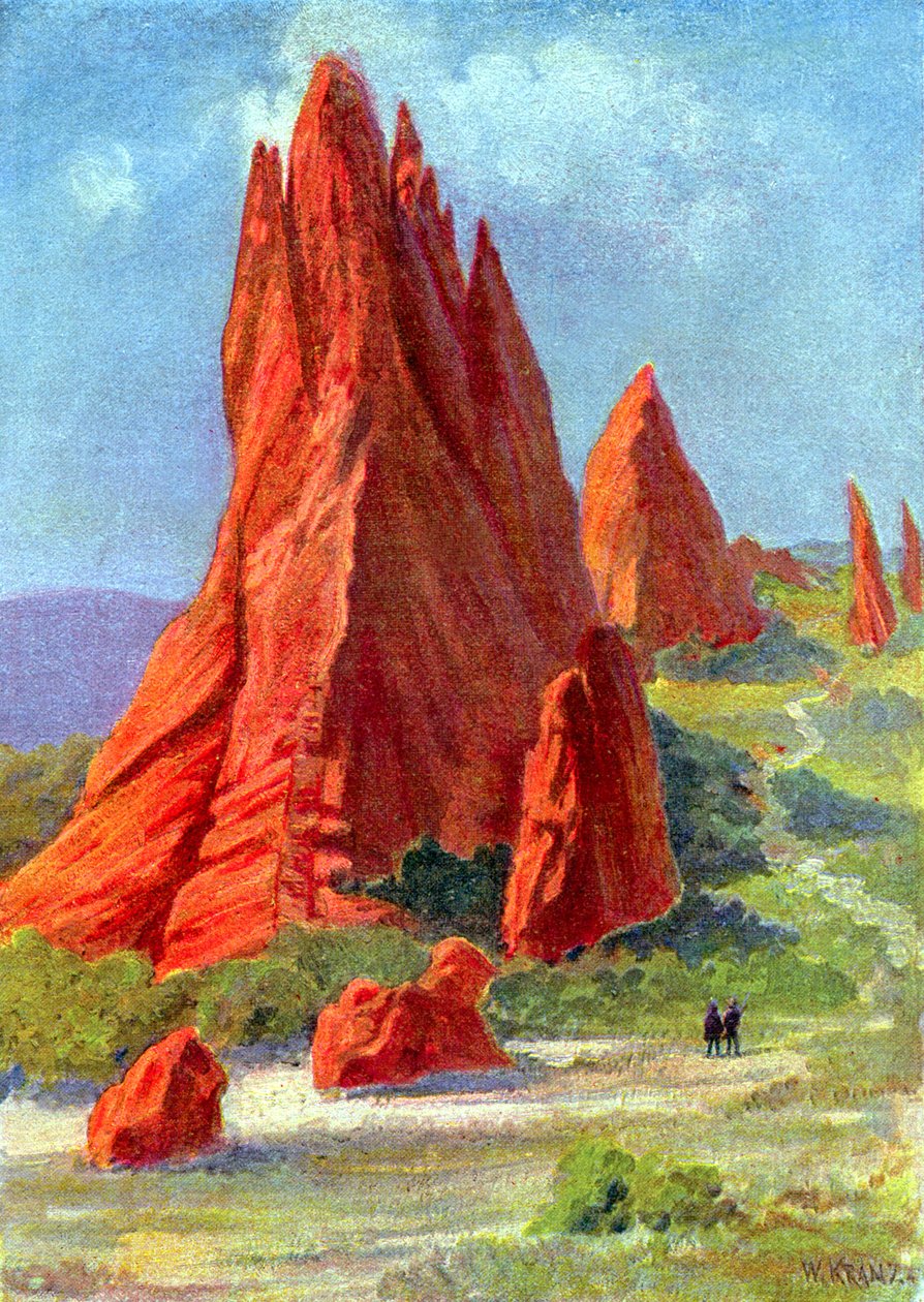 The Garden of the Gods i Colorado, ca. 1880 (gravering) av W. (after) Kranz