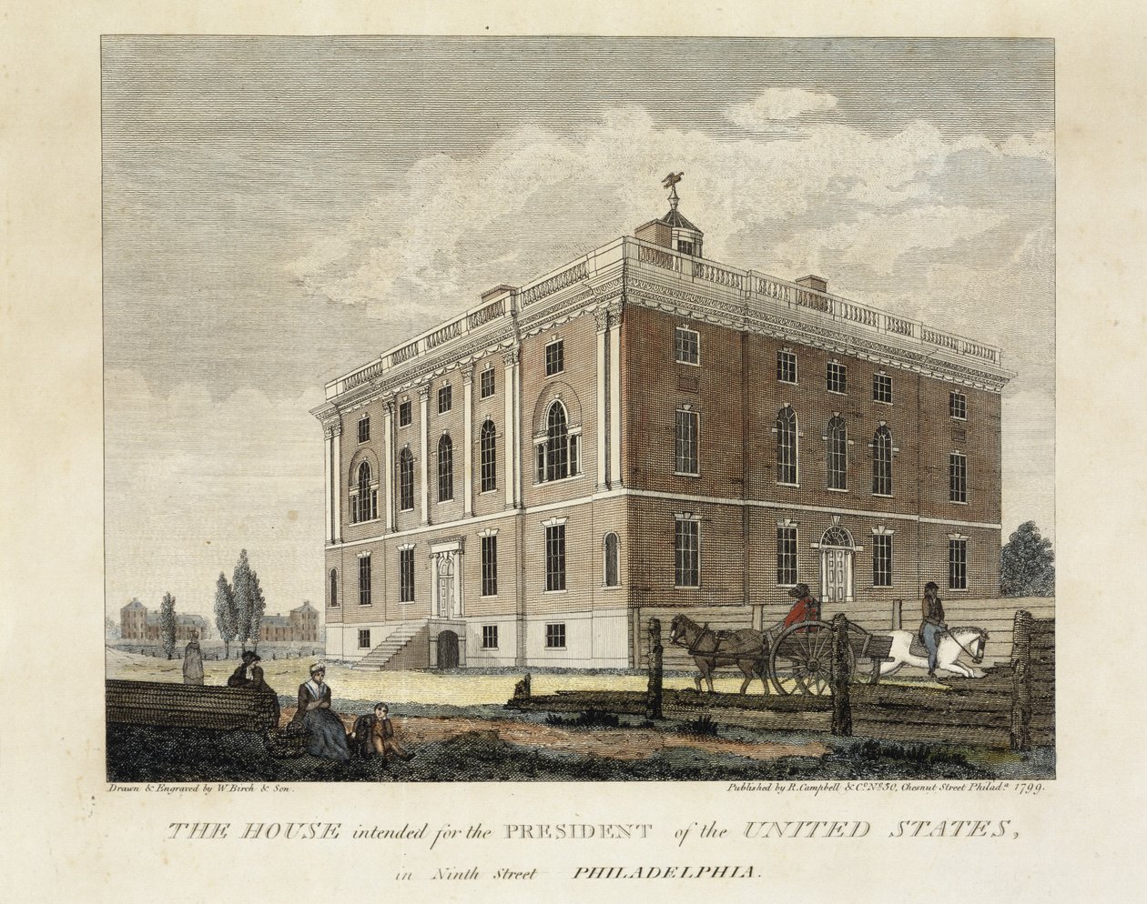 Huset beregnet på presidenten i USA i Ninth Street Philadelphia av W. Birch and Son