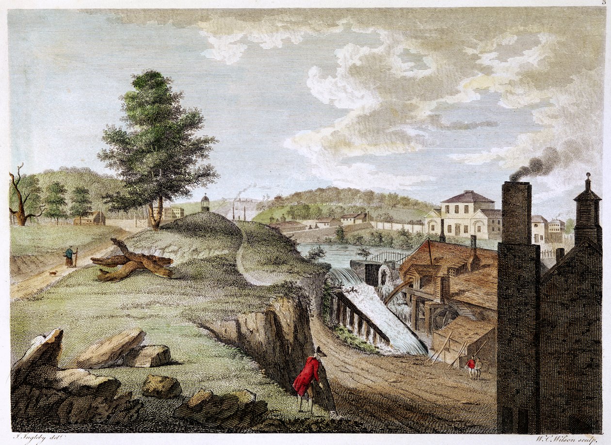 Greenfield Brass Mill nær Holywell, Flintshire, Wales, 1792 av W. C. Wilson