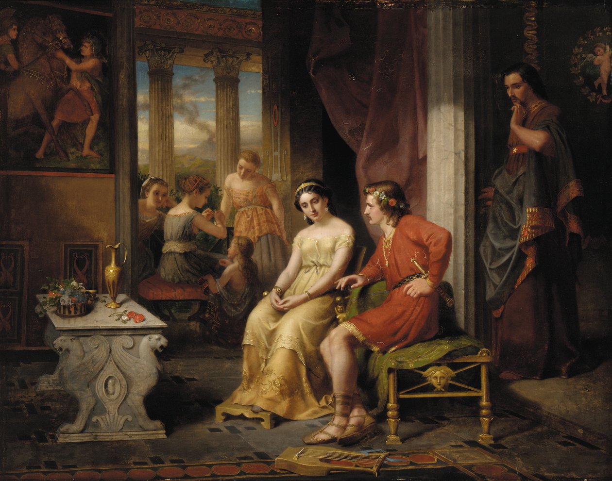 The Last Days of Pompeii: Glaucus and Ione (olje på lerret) av W. Colby