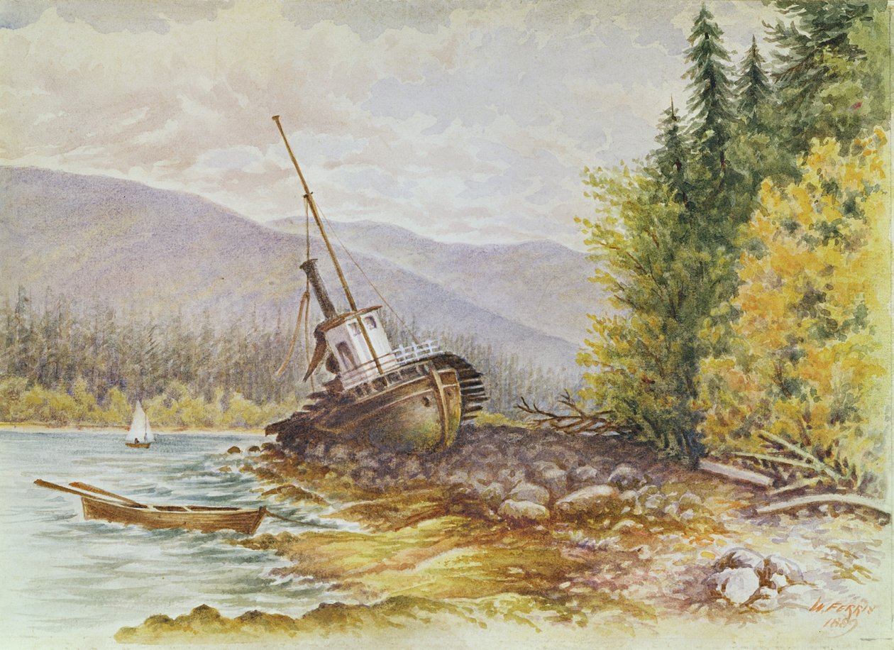 S.S. Beaver mens hun lå ved inngangen til Burrard Inlet av W. Ferris