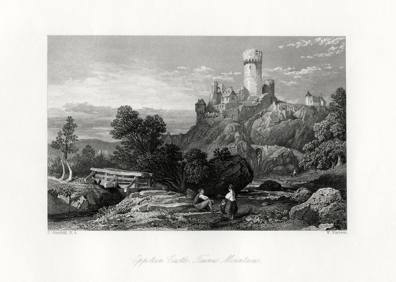 Eppstein slott, Taunus-fjellene, Tyskland, 1800-tallet av W. Forrest