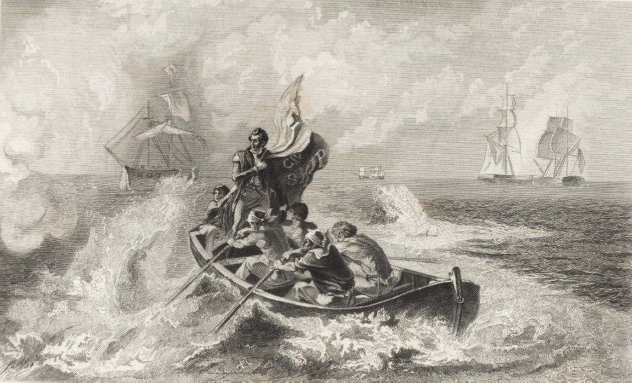 Slaget ved Lake Erie (litho) av John Ward Dunsmore