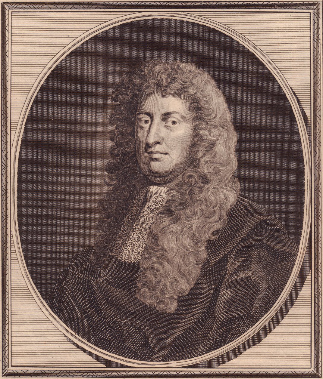 Portrett av den engelske politikeren William Russell, Lord Russell (1639-1683), kobberstikk av John Goldar (1729-1795) fra maleri av G Kneller av John Ward Dunsmore