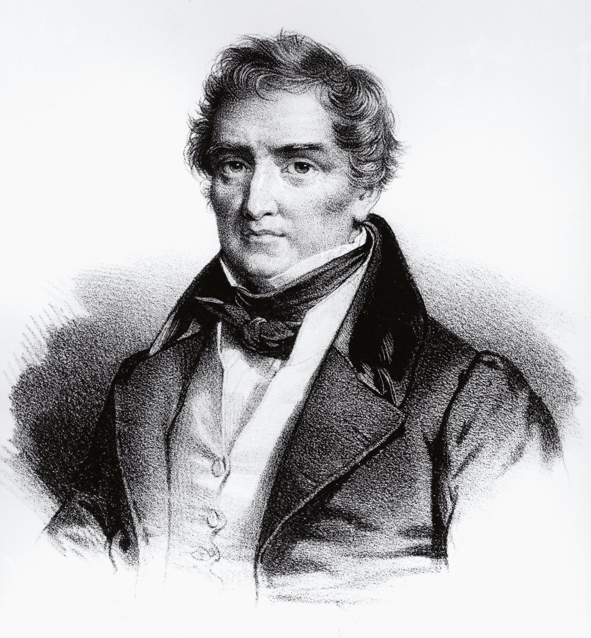 Portrett av Francois Joseph Victor Broussais (1772-1838) fransk lege, gravering av John Ward Dunsmore