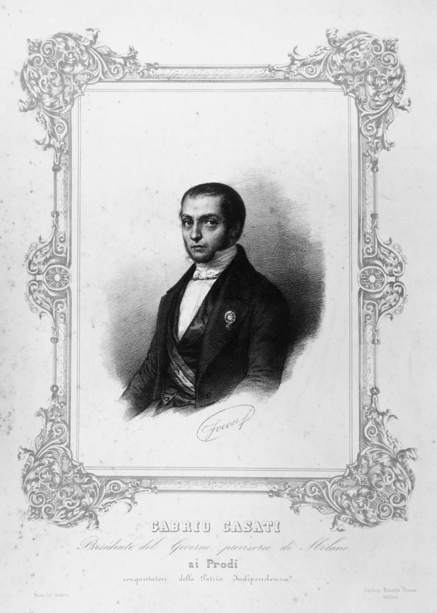 Portrett av Gabrio Casati (1798-1873), italiensk politiker som var statsminister i kongeriket Sardinia, gravering av John Ward Dunsmore