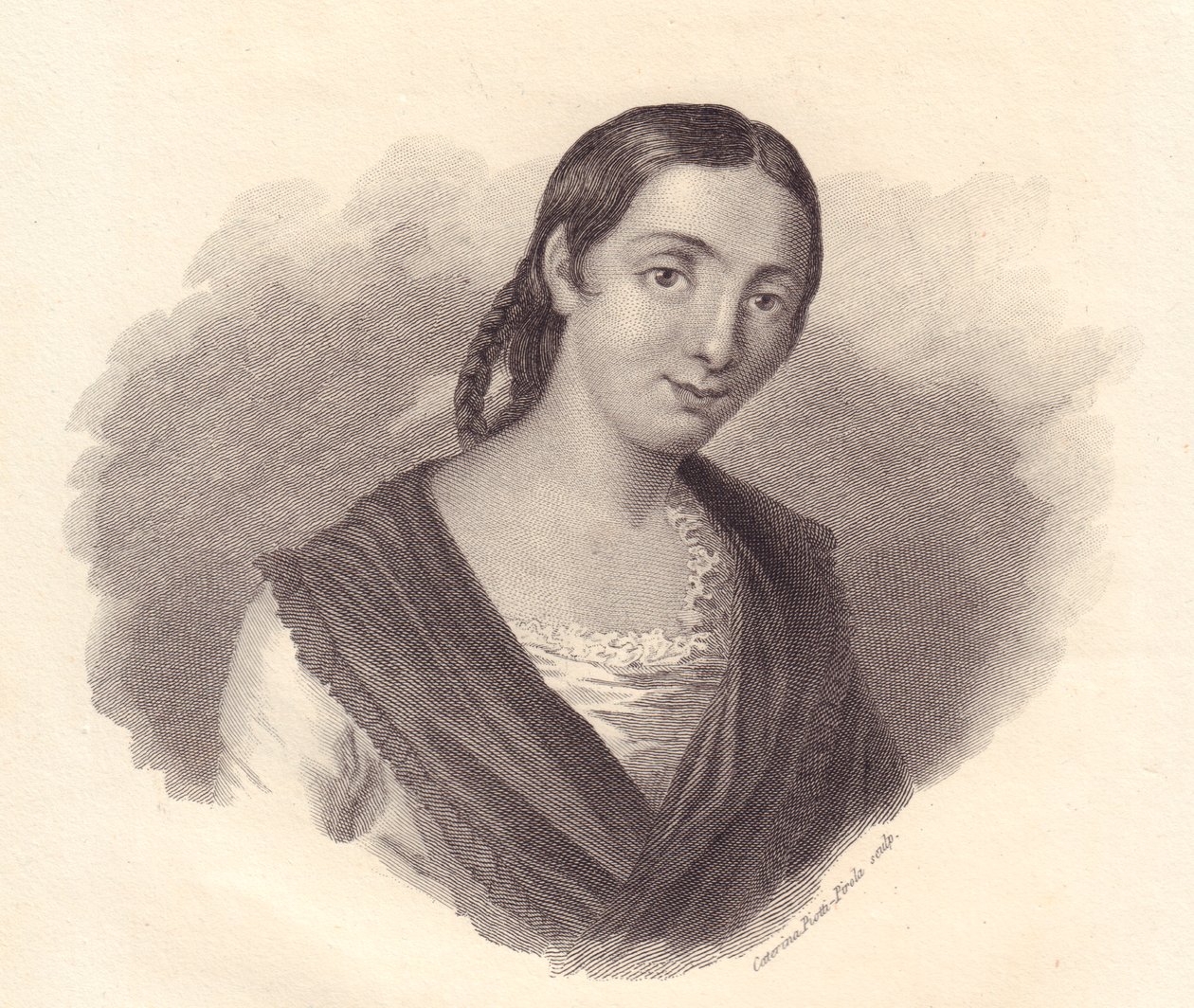 Portrett av den italienske forfatteren Giustina Renier Michiel (1755-1832), kobberstikk av John Ward Dunsmore