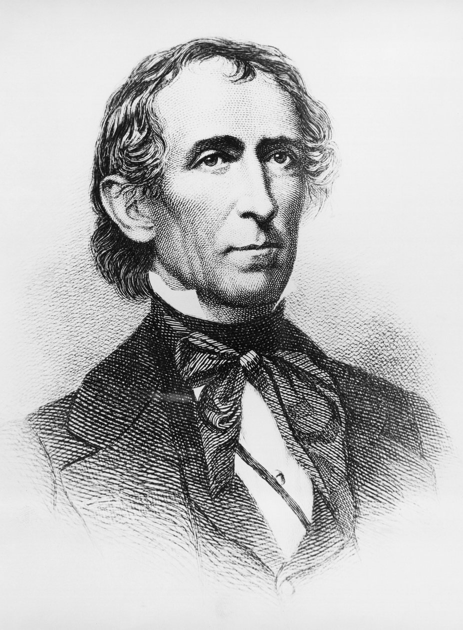 Portrett av John Tyler (1790-1862), amerikansk advokat og politiker som fungerte som 10. president i USA fra 1841 til 1845, gravering etter daguerreotypi av John Ward Dunsmore