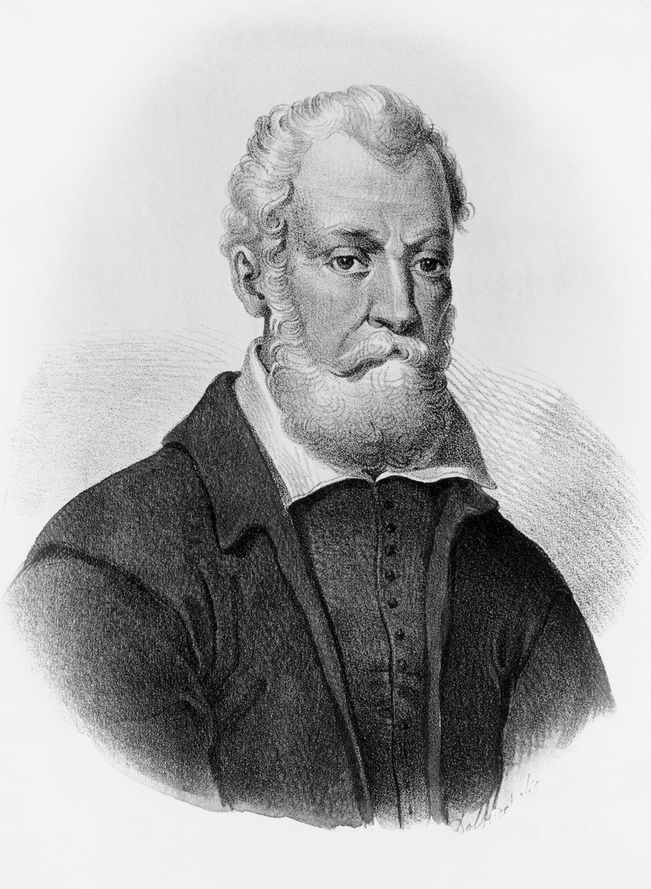 Portrett av Luigi Pulci (1432-1484), italiensk poet, gravering av John Ward Dunsmore