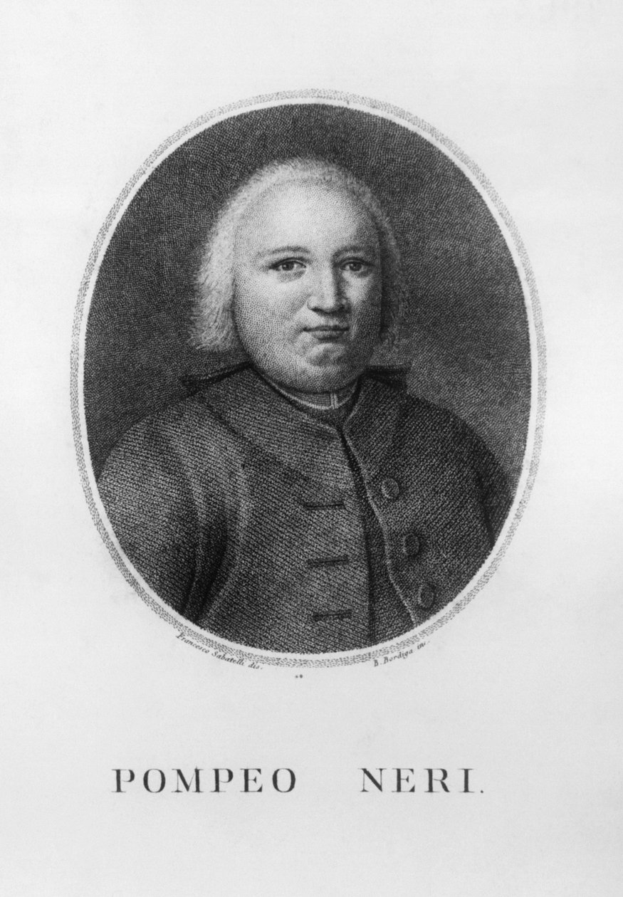 Portrett av Pompeo Neri (1706-1776), italiensk jurist og politiker, etsning av Benedetto Bordiga (1768-1847) etter tegning av Francesco Sabatelli (1803-1829) av John Ward Dunsmore
