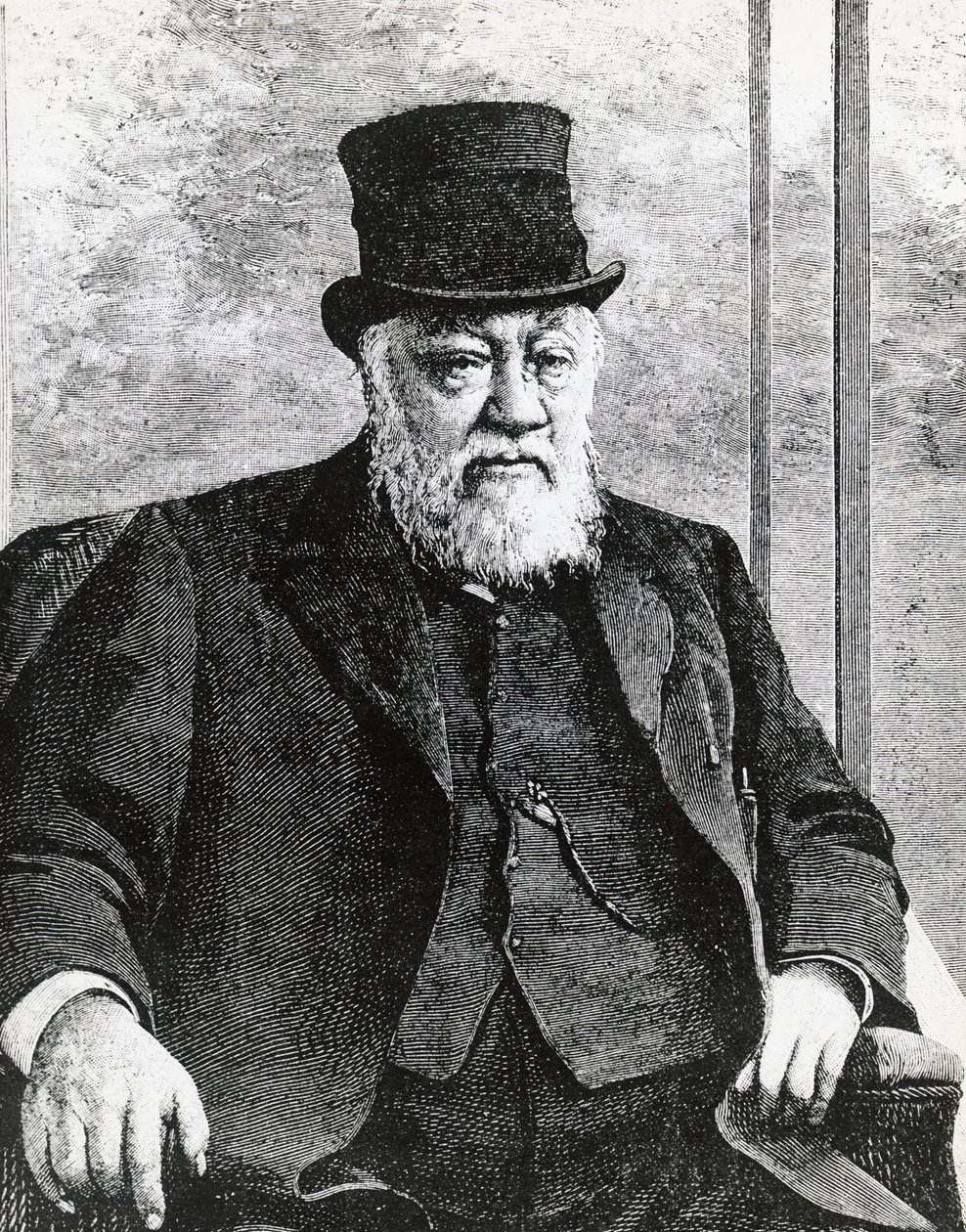 Portrett av Stephanus Johannes Paulus Kruger (1825-1904), president for den sørafrikanske republikken (eller Transvaal), ledet boerkrigen mot engelskmennene, gravering av John Ward Dunsmore