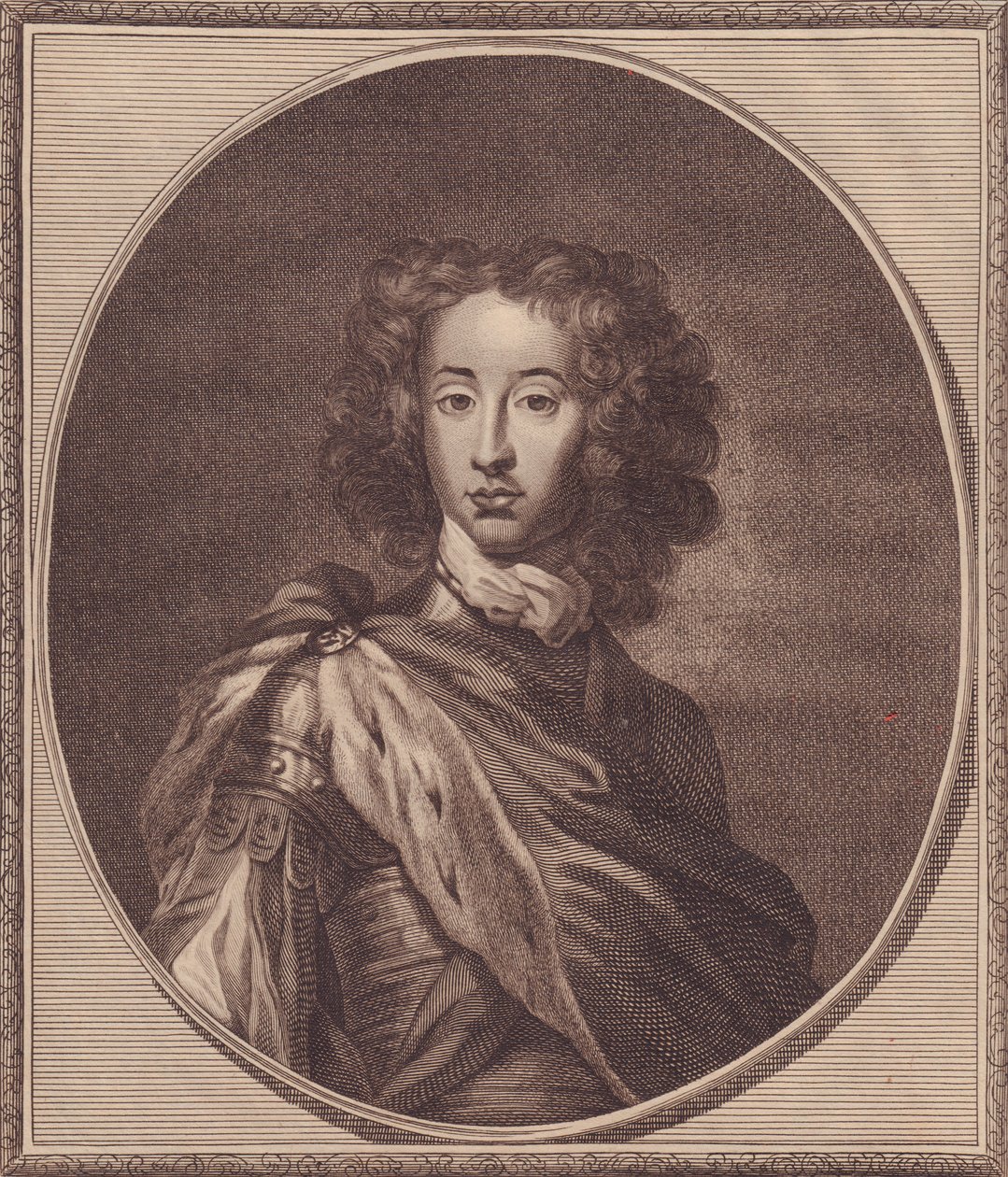 Portrett av William av Danmark og Norge, hertugen av Gloucester (1689-1700), kobberstikk av John Goldar (1729-1795) fra maleri av G Kneller, 20x17 cm, fra History of England av Paul de Rapin, Harrison's Edition, London, 22. januar av John Ward Dunsmore