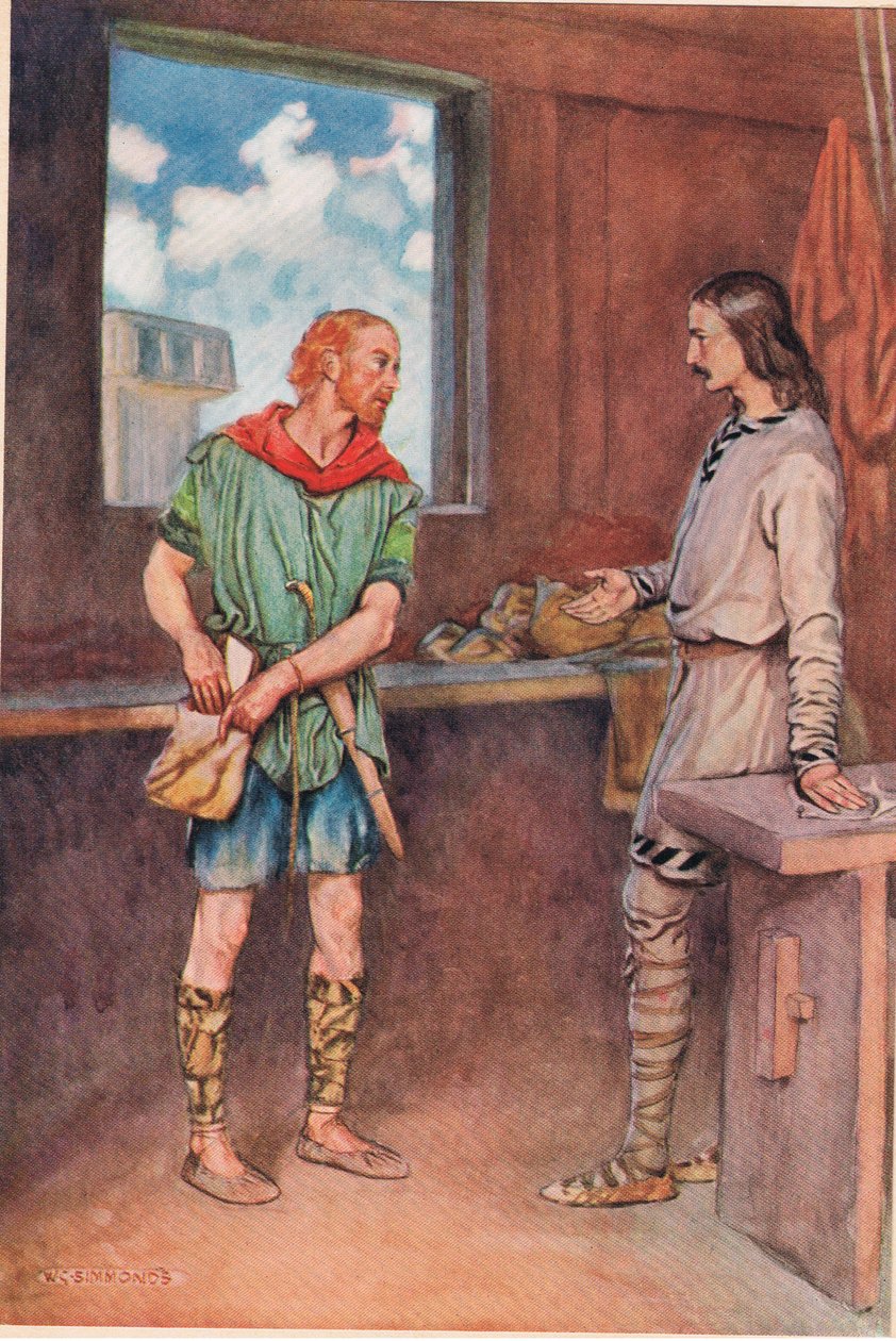 En sjømann gir Horatio et brev fra Hamlet, fra 