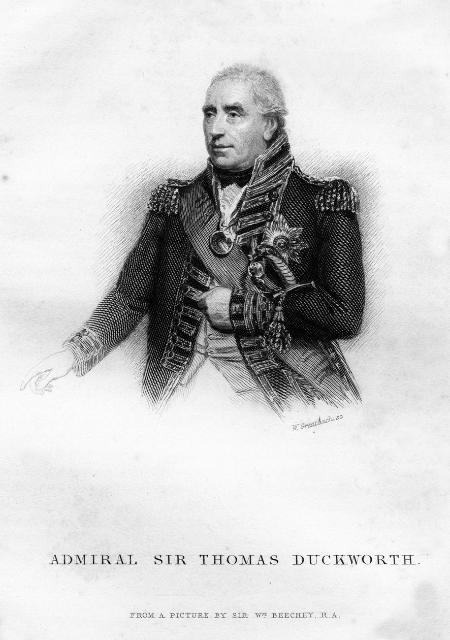 Sir John Thomas Duckworth 1747-1817, britisk sjøoffiser, 1837. av W. Greatbatch