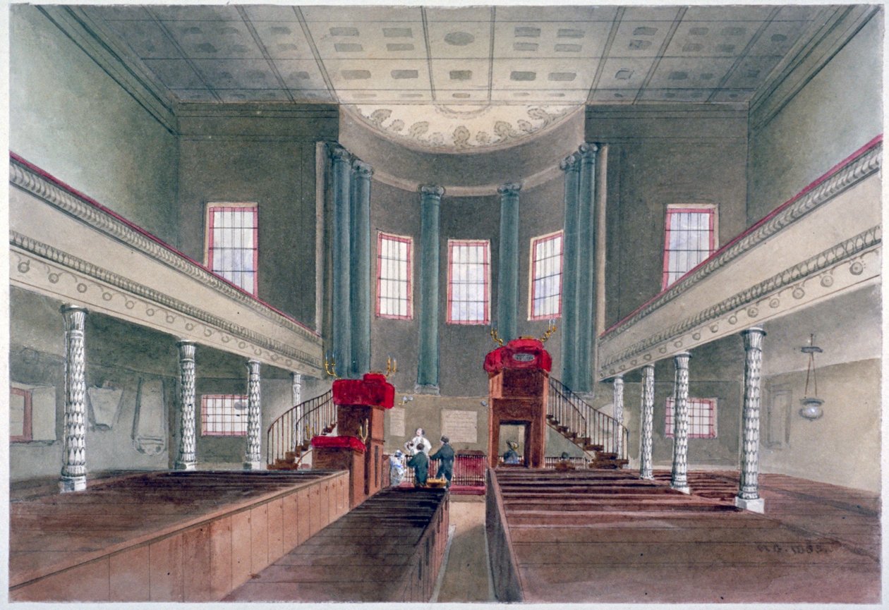 Innvendig utsikt over St Pancras New Church, London, 1855 av W Guest