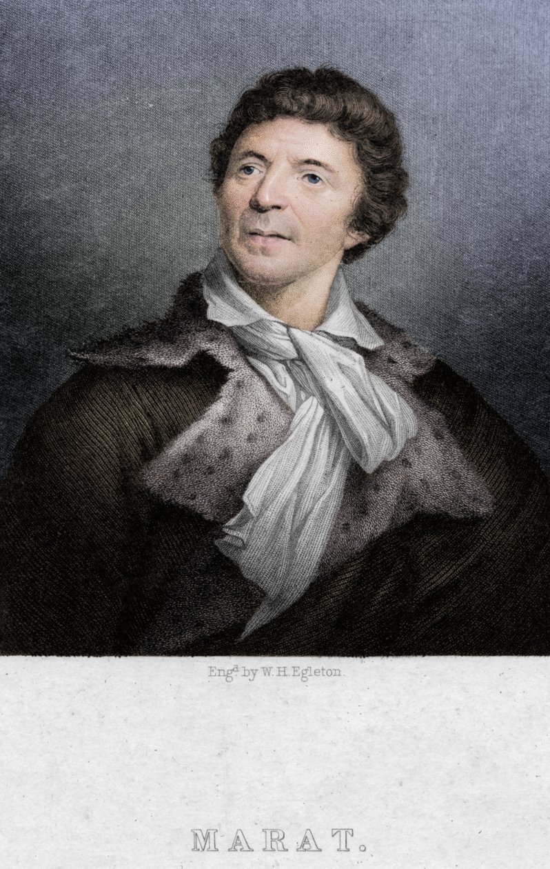 Jean-Paul Marat 1743-1793, lege, vitenskapsmann og politisk teoretiker, c1830 av W. H. Egleton