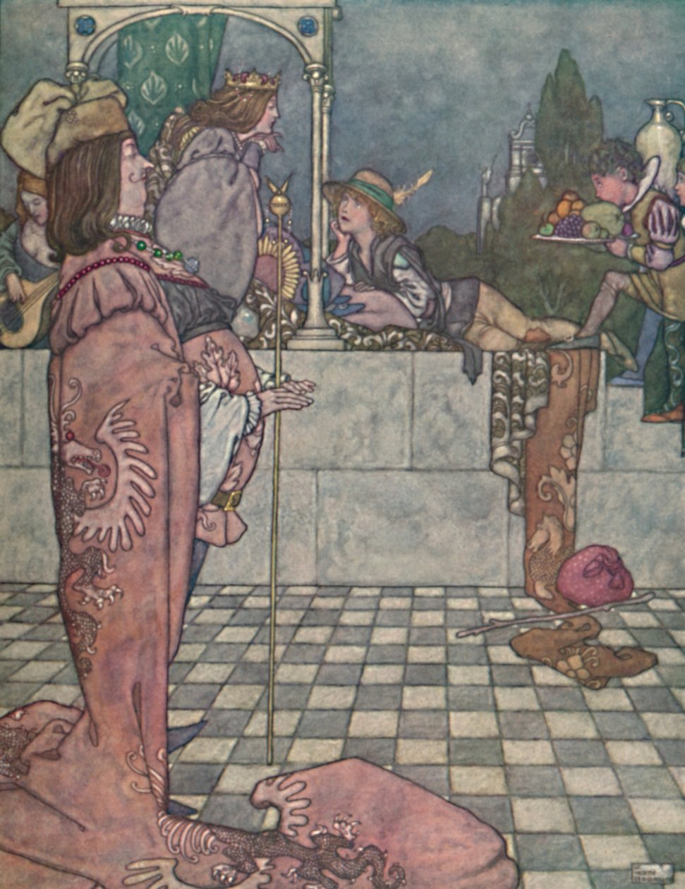 Han kom ikke for å beile til henne, sa han, c1930 av William Heath Robinson