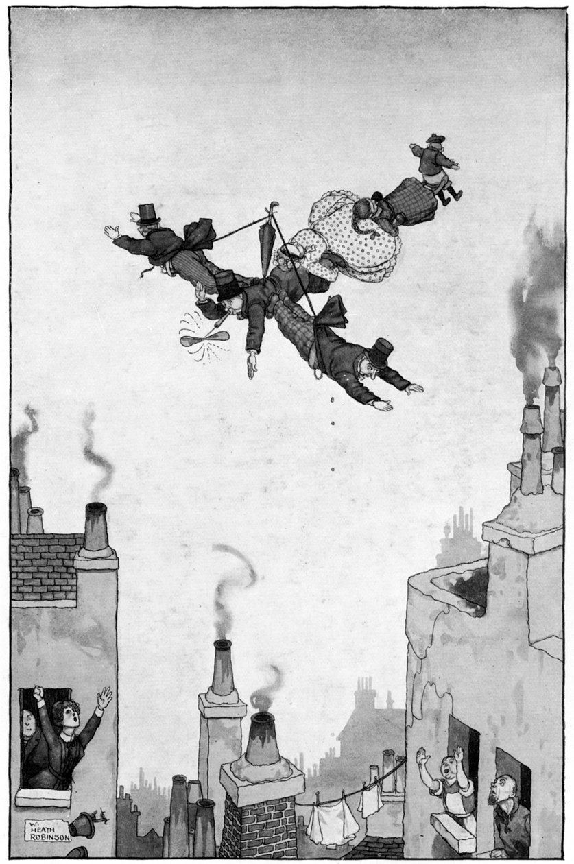 Humor om å fly, c1920 av William Heath Robinson