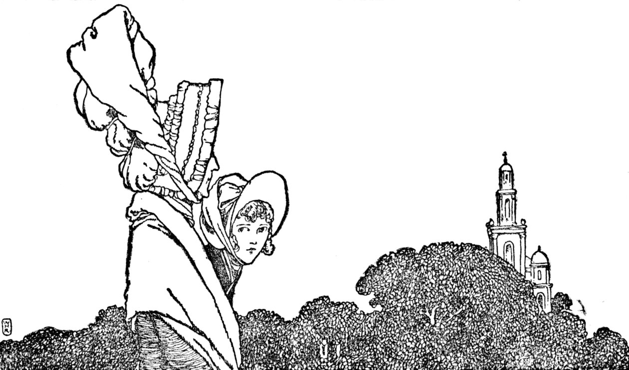 Karen og den gamle damen gikk til kirken, c1930 av William Heath Robinson