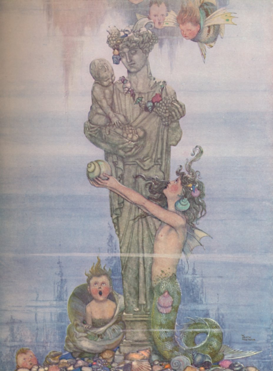 Hun satte statuen tilbake i hagen sin, c1930 av William Heath Robinson