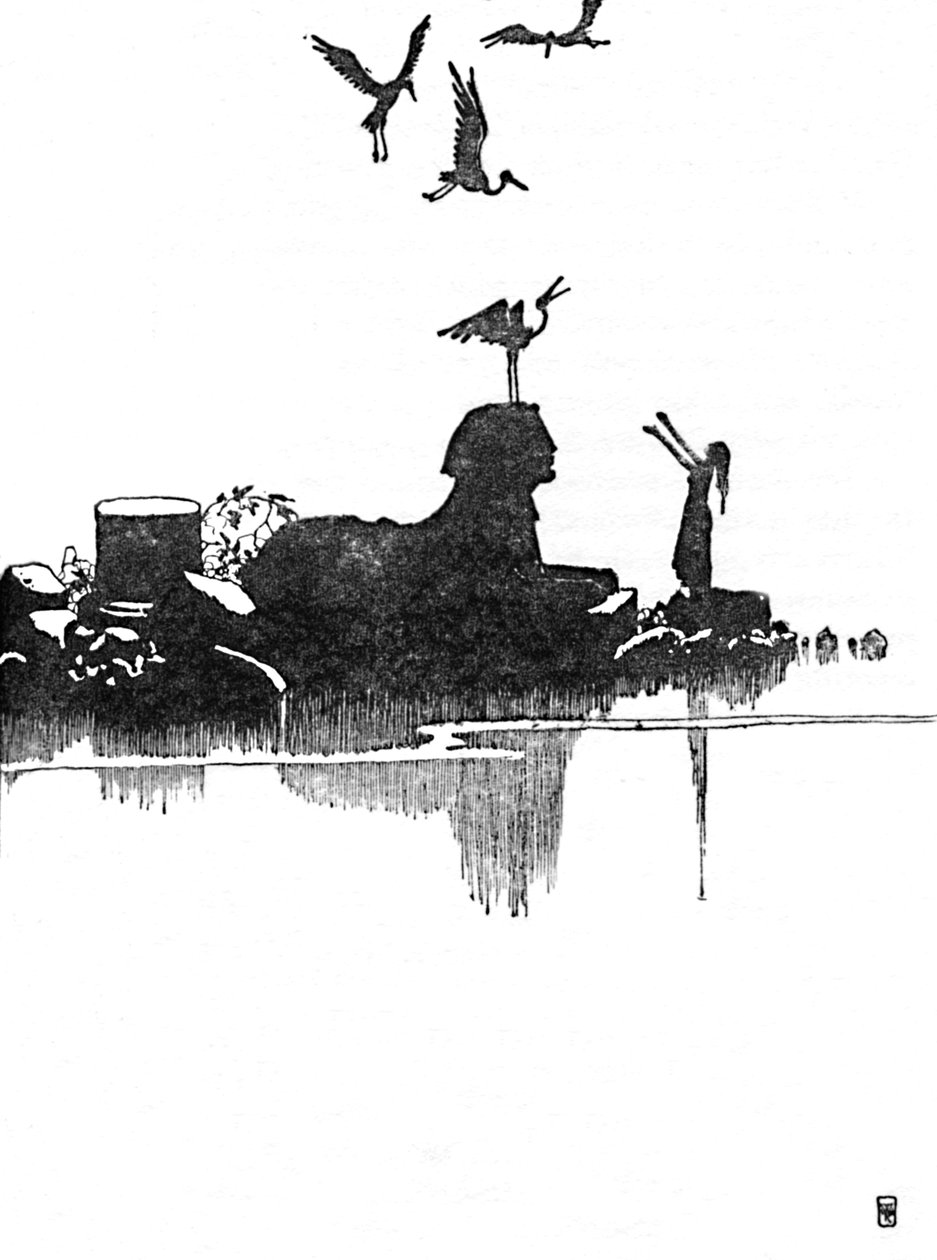 Så så hun storkene, c1930 av William Heath Robinson