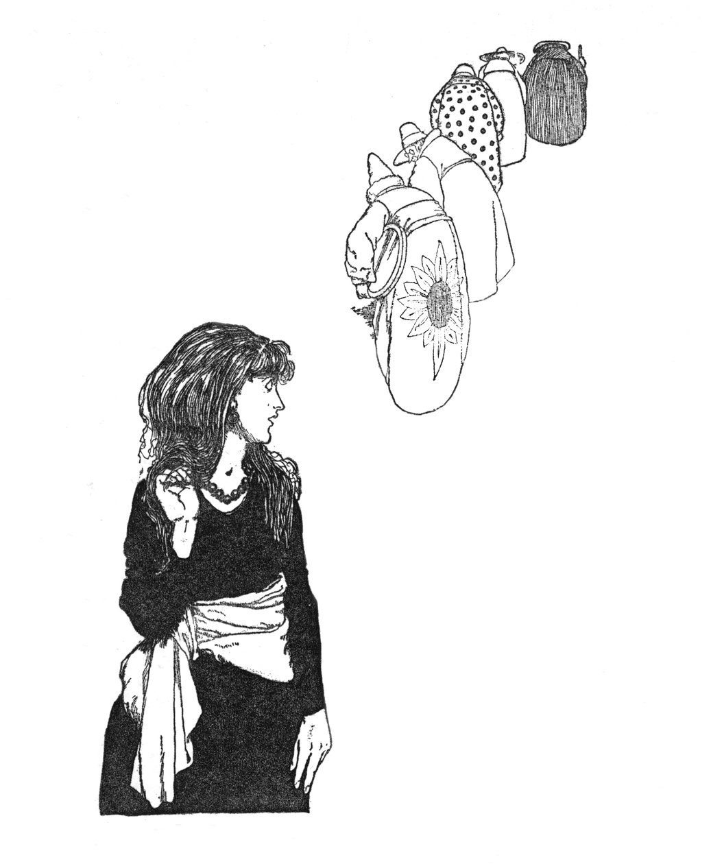 De bar speilet fra sted til sted, c1930 av William Heath Robinson