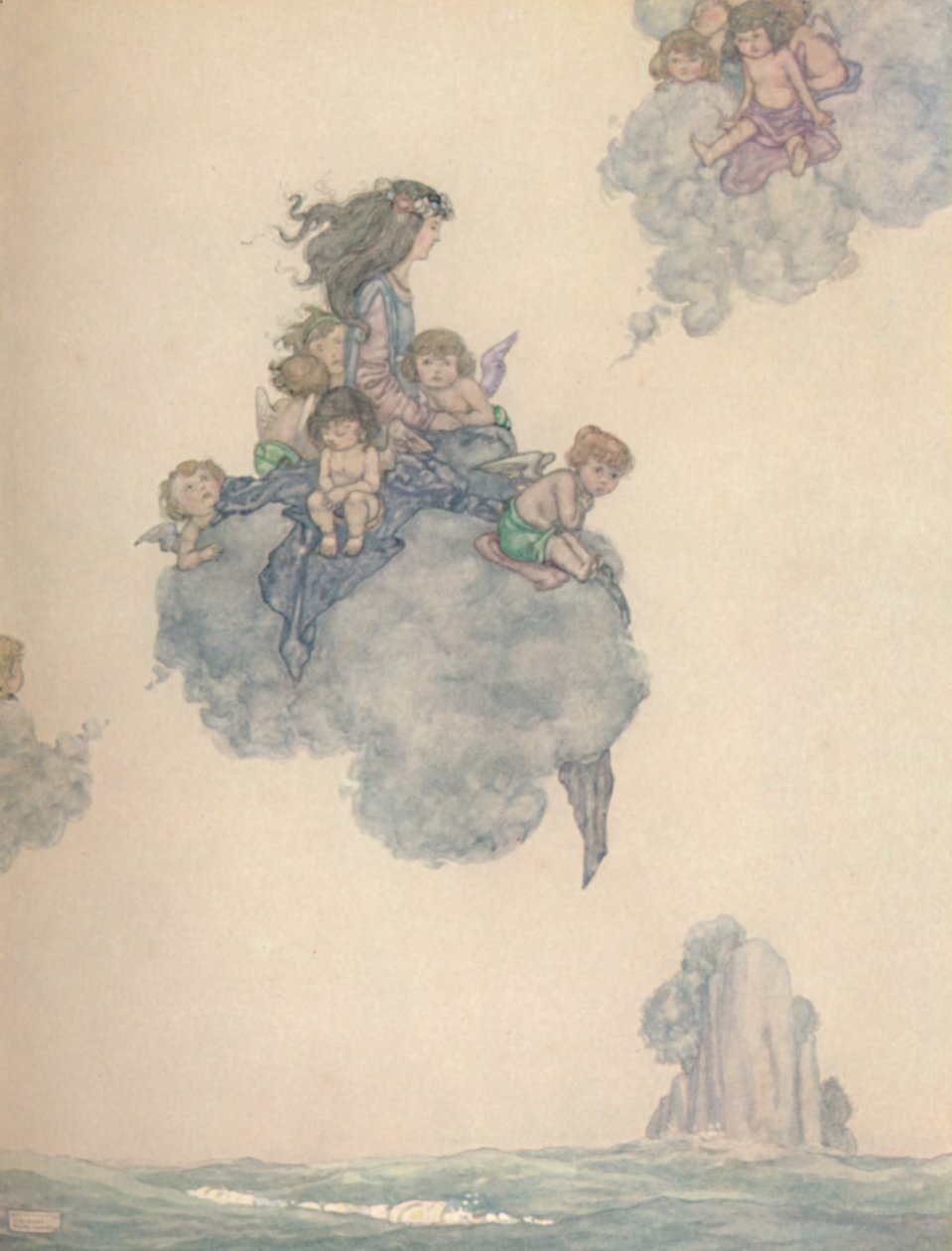 Med The Rest of Her Children of Air, Soared High Above the Rosy Cloud, c1930 av William Heath Robinson
