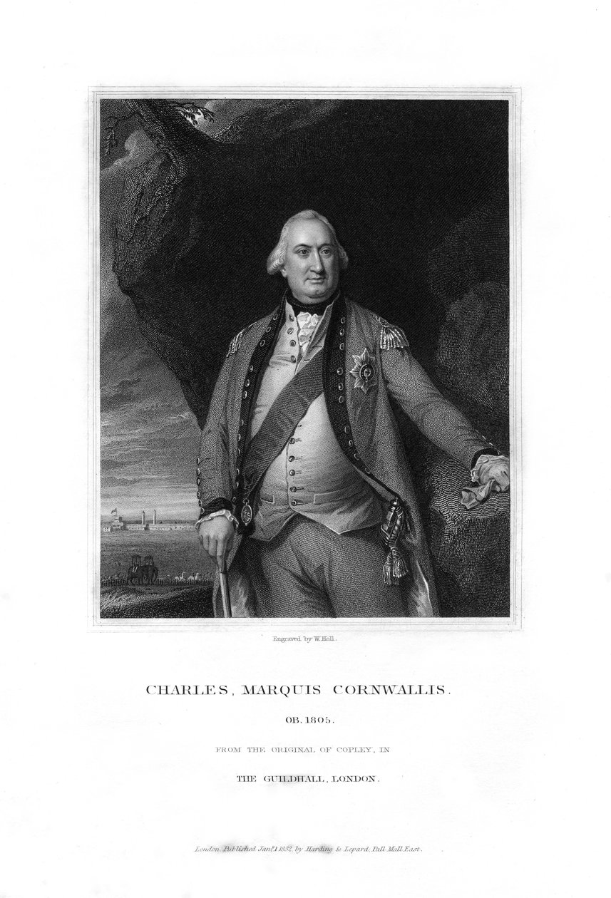Charles Cornwallis, 1st Marquess Cornwallis, engelsk militærsjef, 1832. av W. Holl