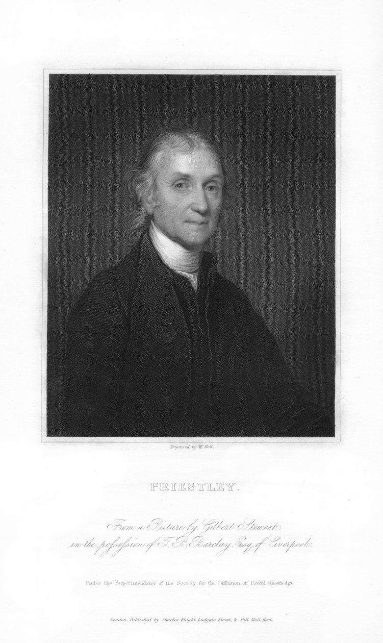 Joseph Priestley , engelsk kjemiker og presbyteriansk minister, 1836. av W. Holl