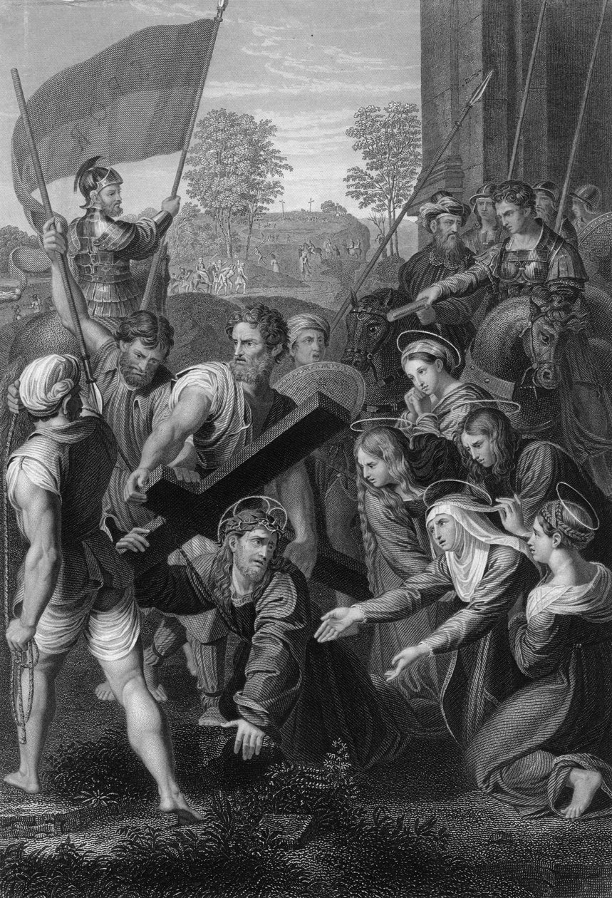 Fallet på veien til Golgata, ca 1820-tallet. av W. Holl