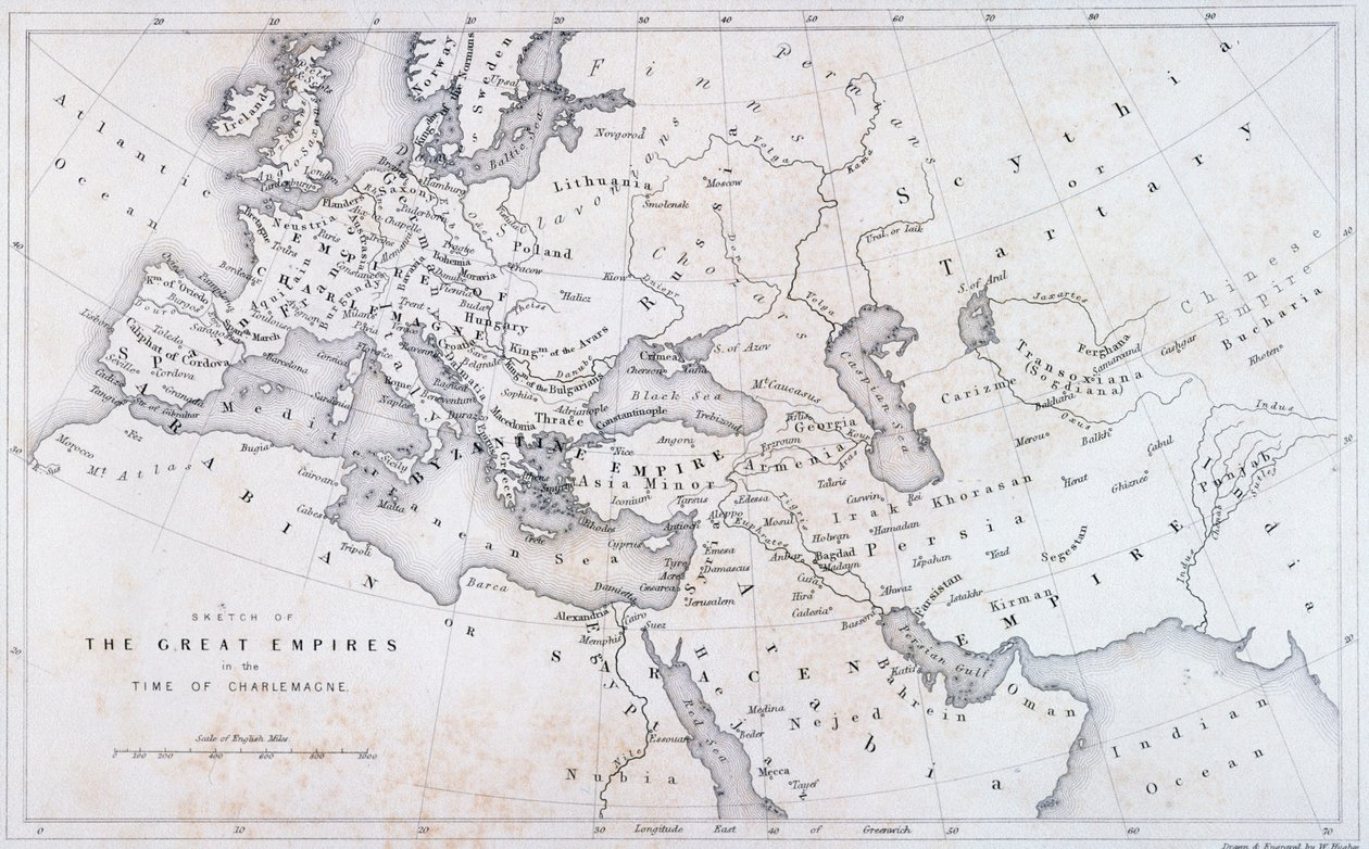 De store imperiene i Karl den stores tid, ca. 1850 av W Hughes