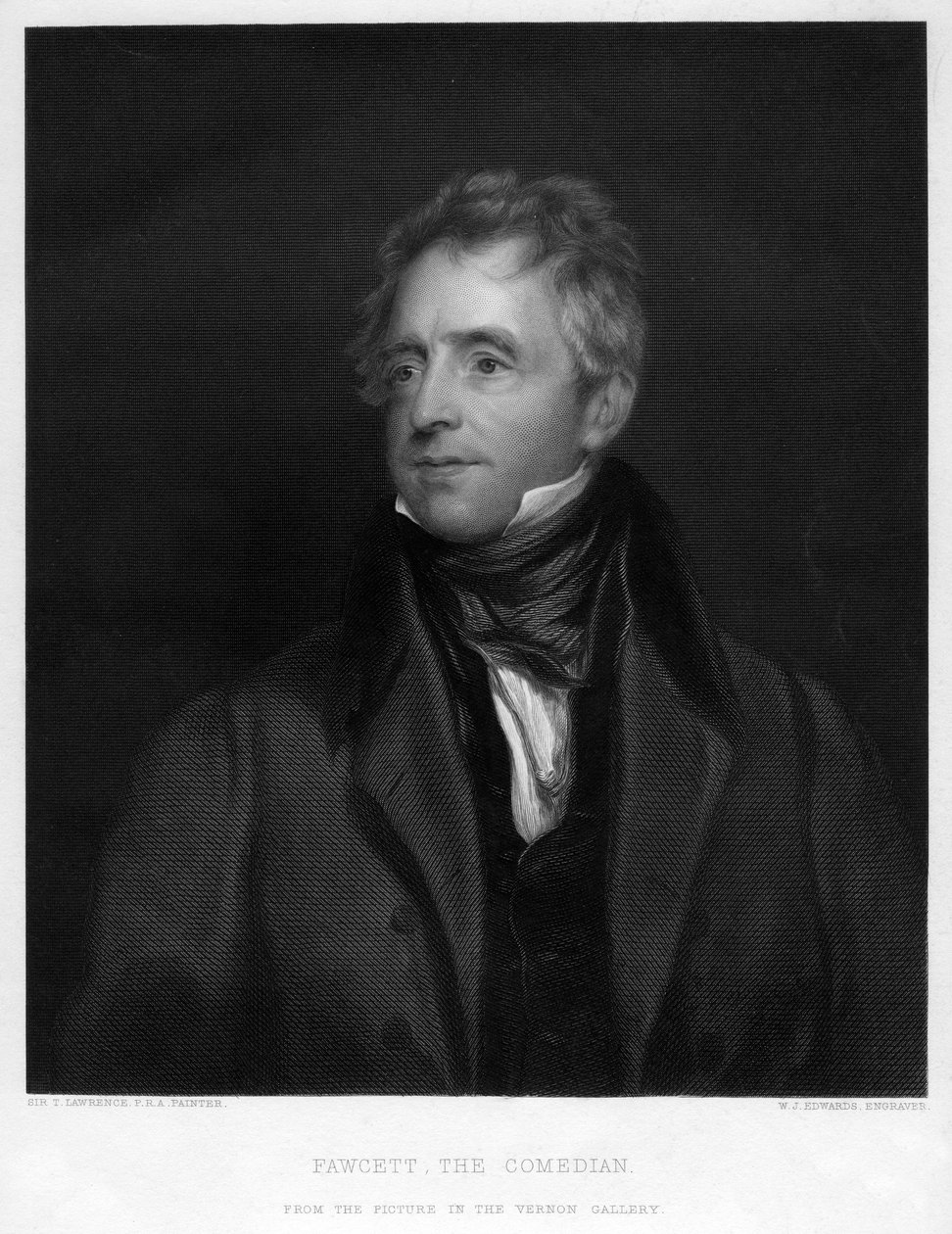 Fawcett, komikeren, 1828 1800-tallet av W. J. Edwards