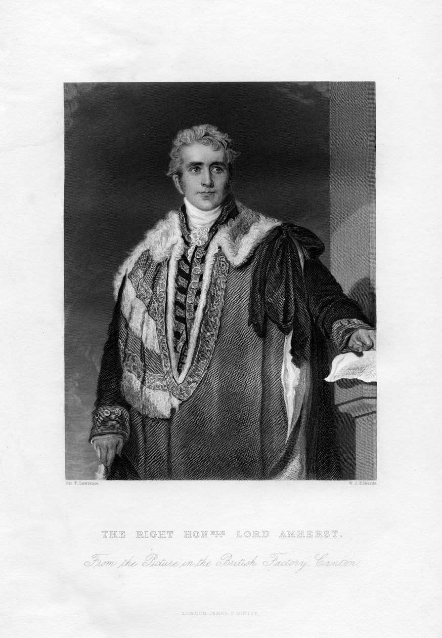 William Pitt Amherst, 1. jarl Amherst, generalguvernør i India, 1800-tallet. av W. J. Edwards