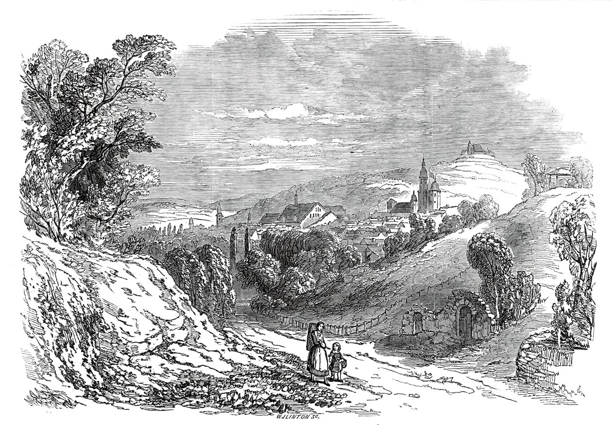Coburg - fra Hans Kongelige Høyhet Prins Alberts tegning, 1845. av W. J. Linton