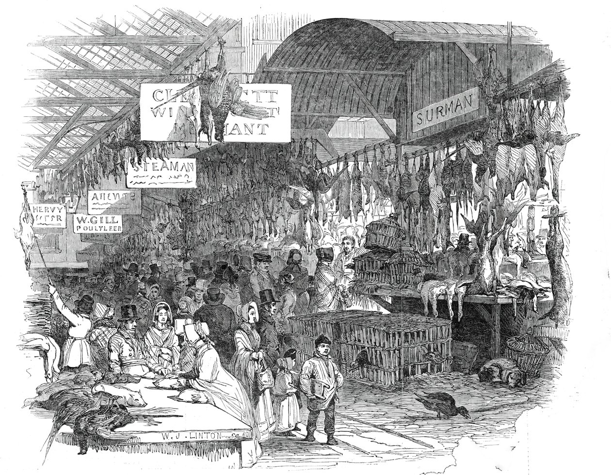 Leadenhall Market, julaften, 1845. av W. J. Linton