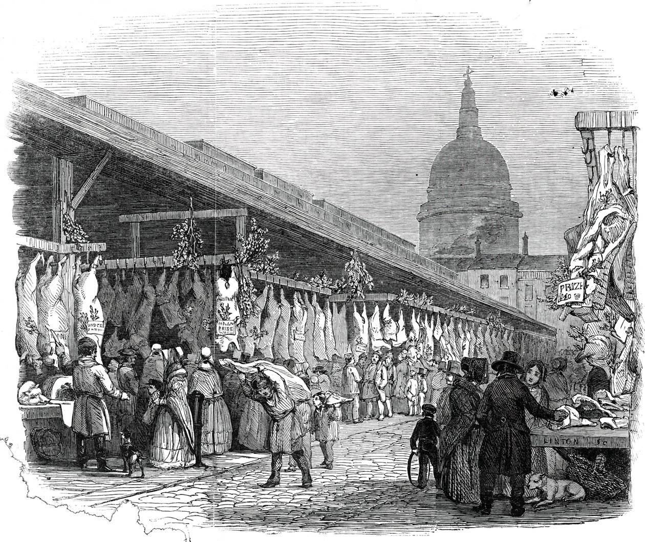 Newgate Market, julaften, 1845. av W. J. Linton