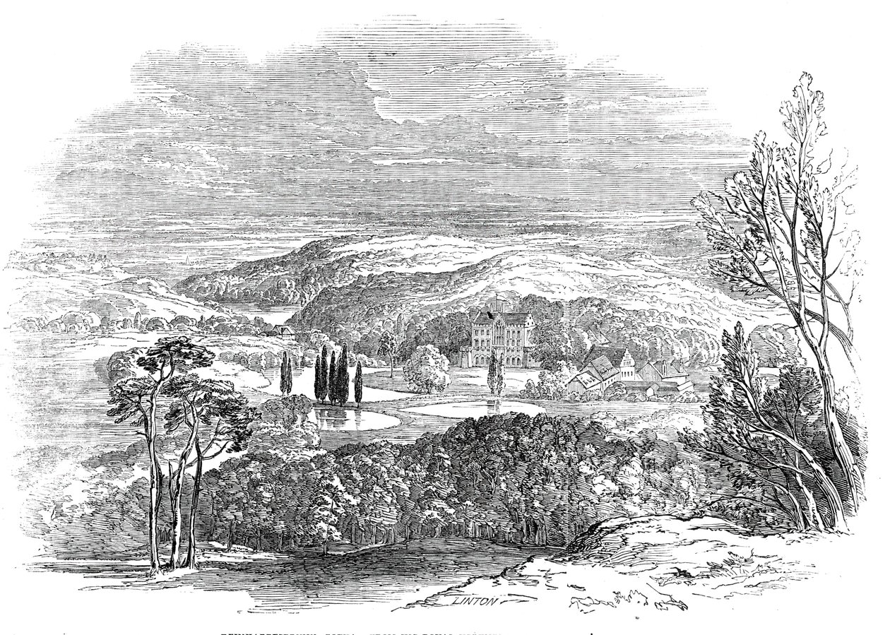 Reinhardsbrunn, Gotha - fra Hans Kongelige Høyhet Prins Alberts tegning, 1845. av W. J. Linton