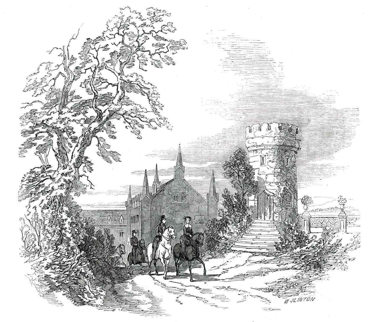 Rosenau - fra Hans Kongelige Høyhet Prins Alberts tegning, 1845. av W. J. Linton